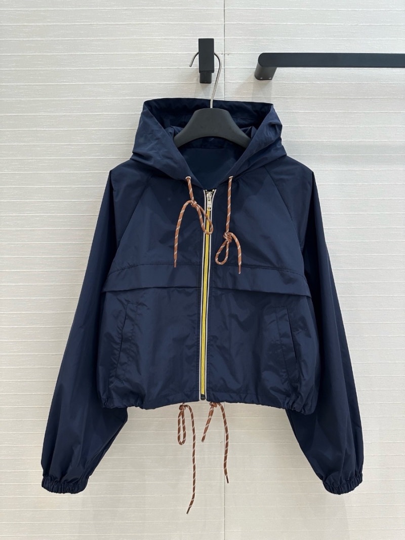 Prada 2025 Spring Capsule Recycled Nylon Hooded Jacket & Shorts Set Blue – Sporty and Stylish