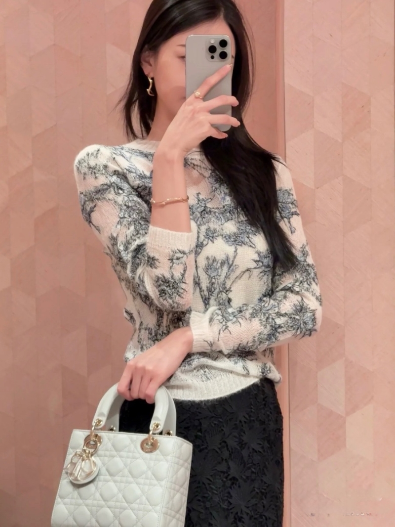 Dior Miss Dior Mohair-Silk Wool Embroidered Knit Sweater