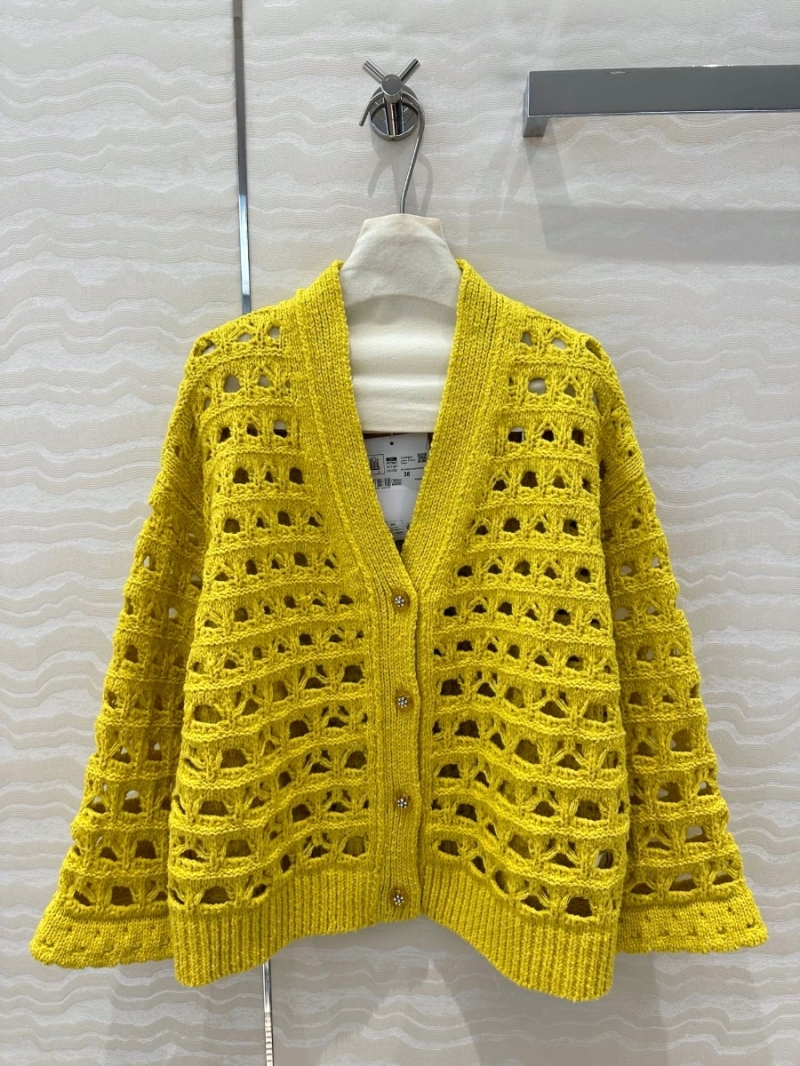 Chanel 25C Early Spring Crochet Knit Handmade Cardigan with Rhinestone Buttons