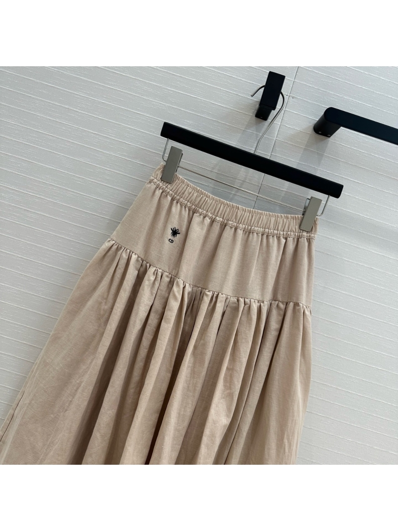 Dior Embroidered Cotton-Linen Maxi Skirt Beige – Elegant and Flowing