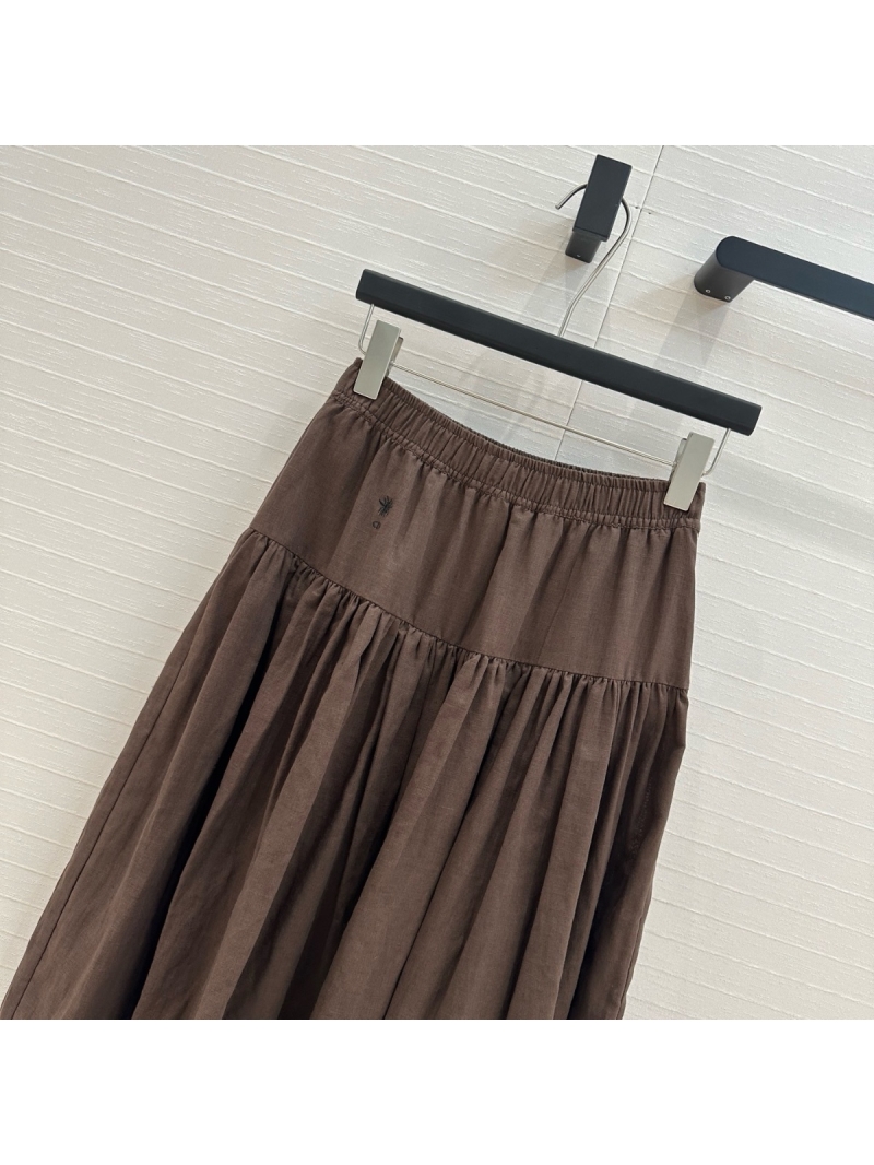 Dior Embroidered Cotton-Linen Maxi Skirt Camel – Elegant and Flowing