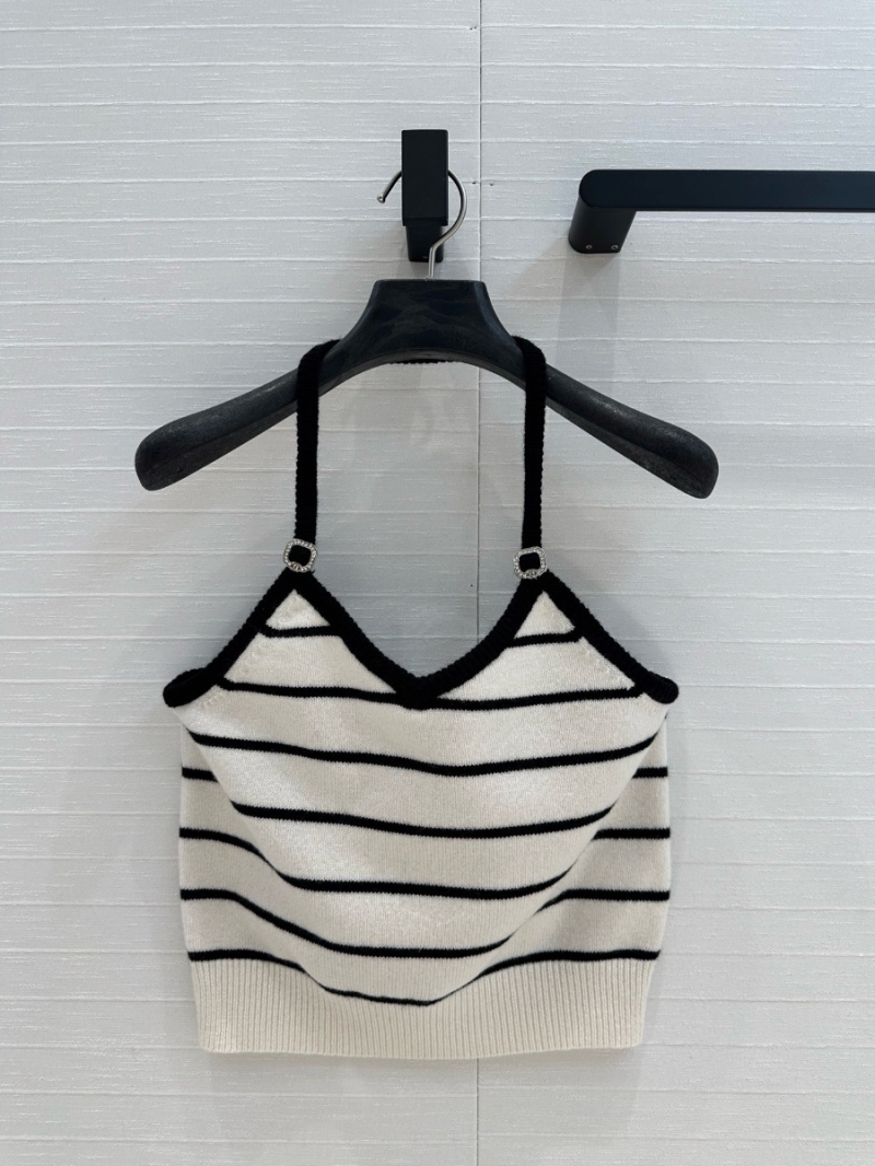 Chanel 25SS Striped Halter Knit Tank Top white – Elegant and Sleek