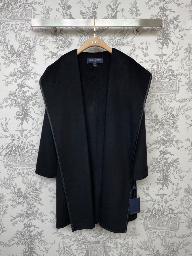 Louis Vuitton Wraparound Long Wool Coat in Black
