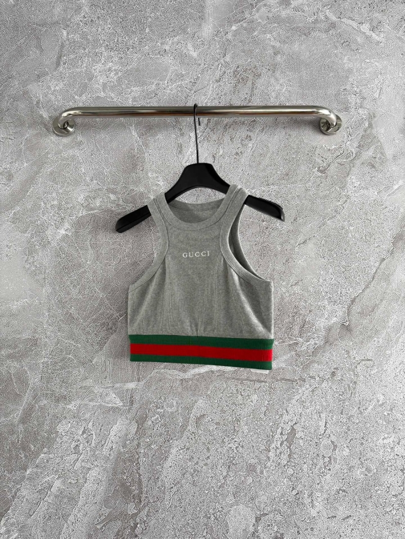 Gucci 2025 Ribbed Sporty Tank Top Heather Gray