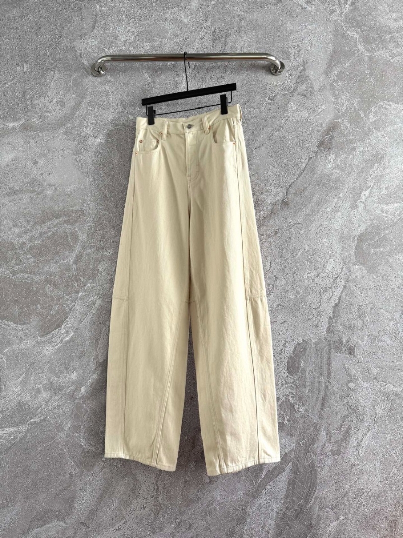 Gucci 2025 Distressed Relaxed Wide-Leg Jeans Cream