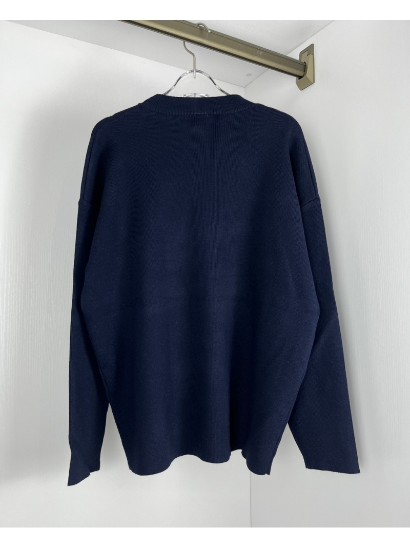 Loewe 2024 Embossed Wool Sweater. Navy Blue