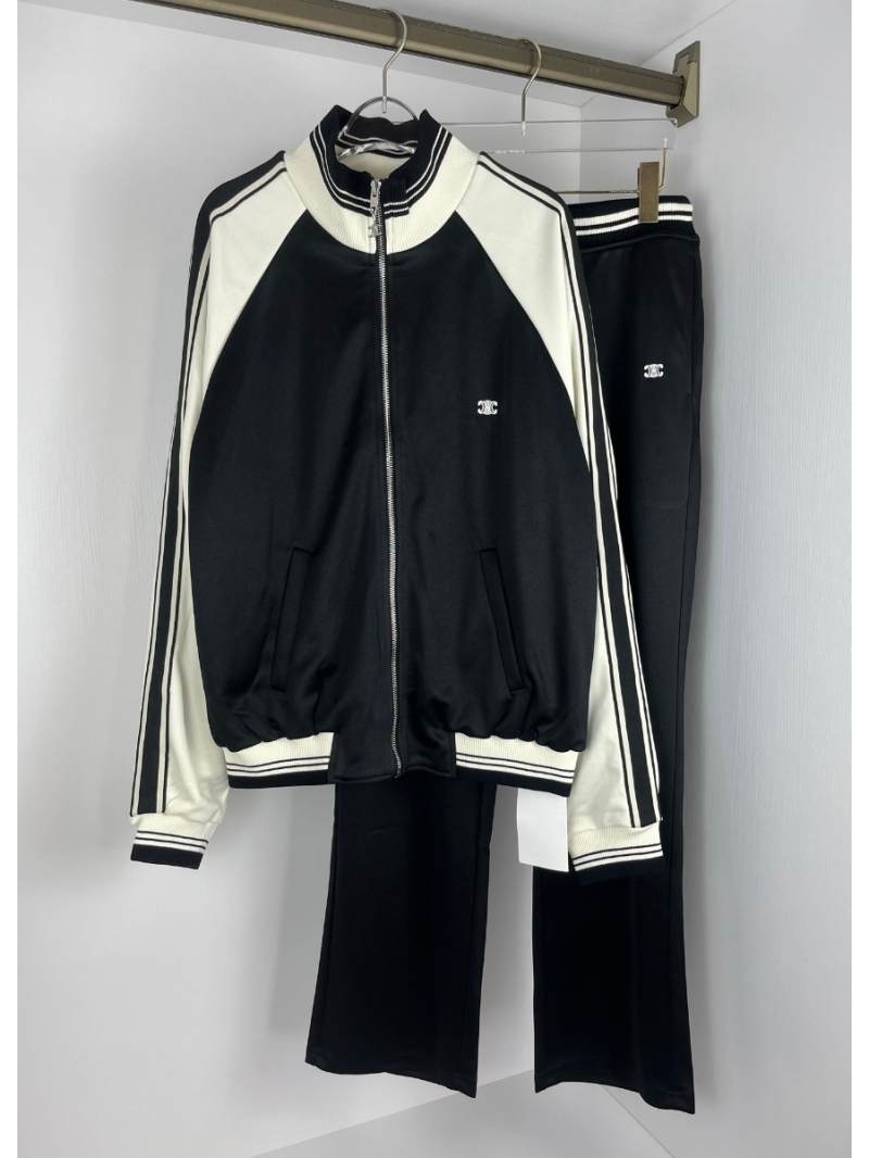 Celine Triomphe Embroidered Jacket in Black and White