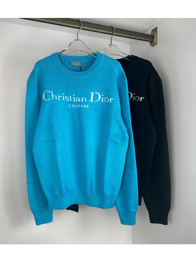 Dior 2024 Mohair Lettered Knit Sweater - Blue
