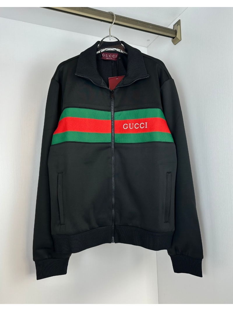 Gucci 2024 Collection Stylish Neoprene Track Jacket with Bold Jacquard Webbing