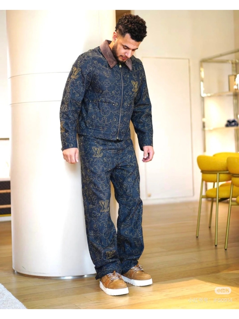 Louis Vuitton LV 2025 Golden Line Embroidered Denim Jacket