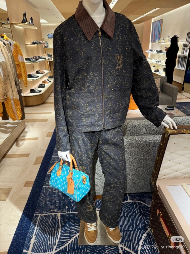 Louis Vuitton LV 2025 Golden Line Embroidered Denim Pants