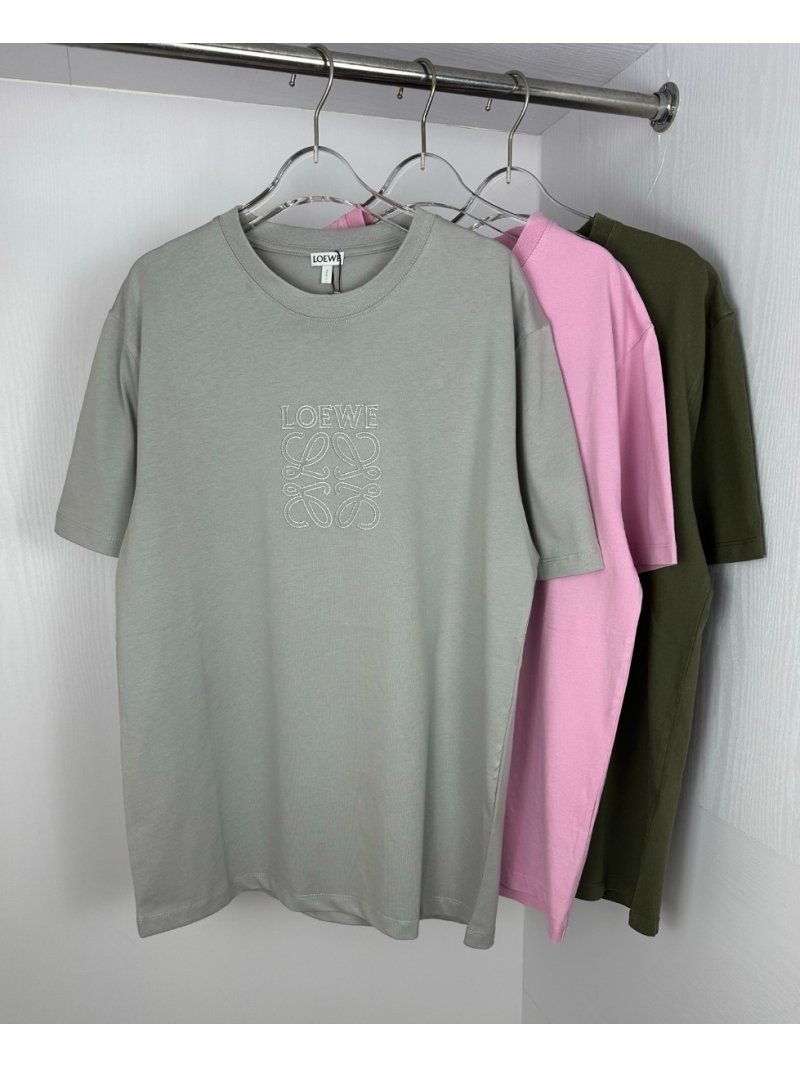 Loewe 2025 Embroidered Chic Graphic T-Shirt. Light Gray