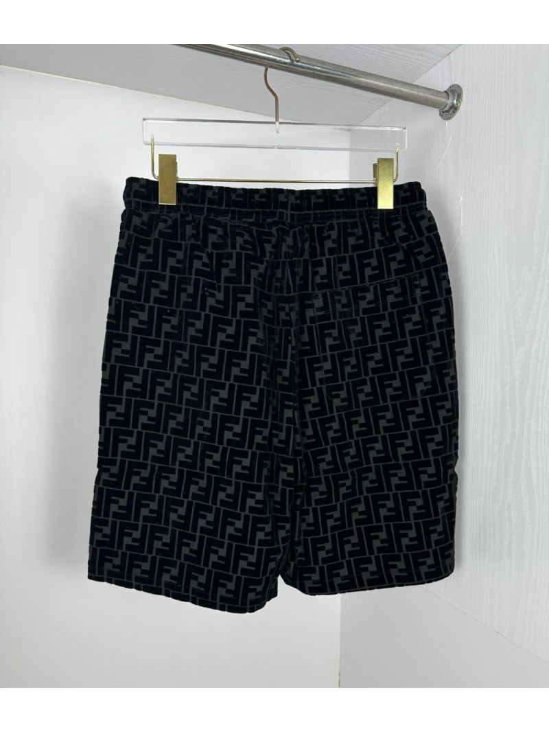 Fendi 2025 Black Flocked Logo Shorts