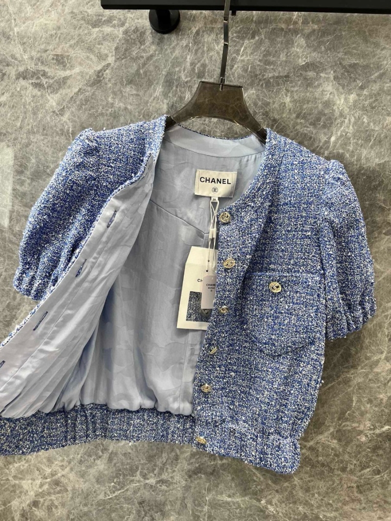 Chanel Spring/Summer Exquisite Blue Tweed Short-Sleeve Jacket