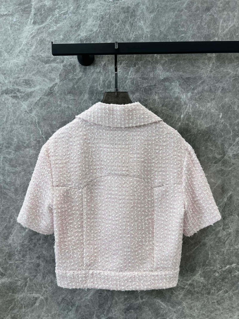 Chanel P24 Spring/Summer Peach Pink Tweed Short-Sleeve Jacket