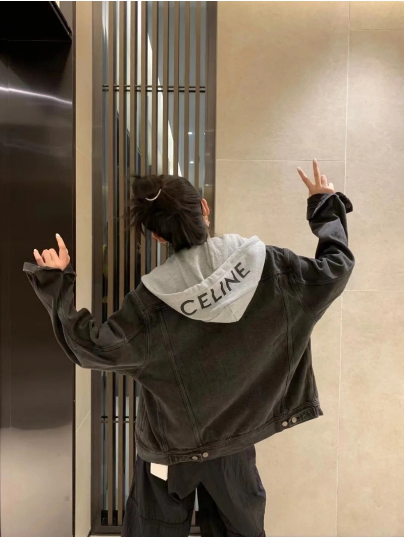 Celine Casual Hooded Denim Jacket