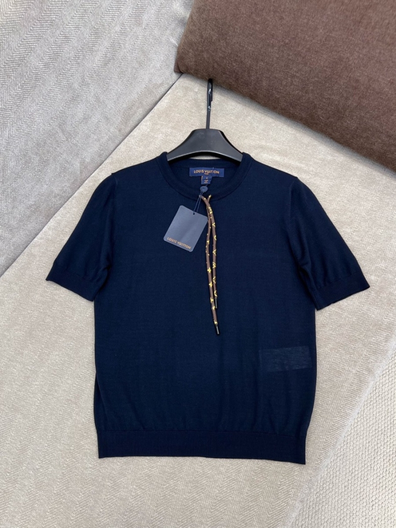 Louis Vuitton LV 25SS Early Spring Chic Drawstring Knit Top in Navy