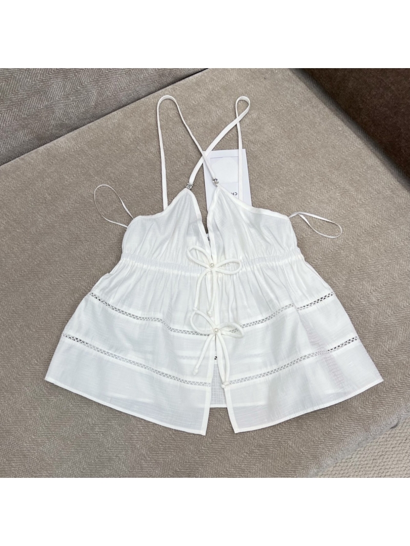 Chanel 25P Spring/Summer Chic Bow-Detail Cami Top in White