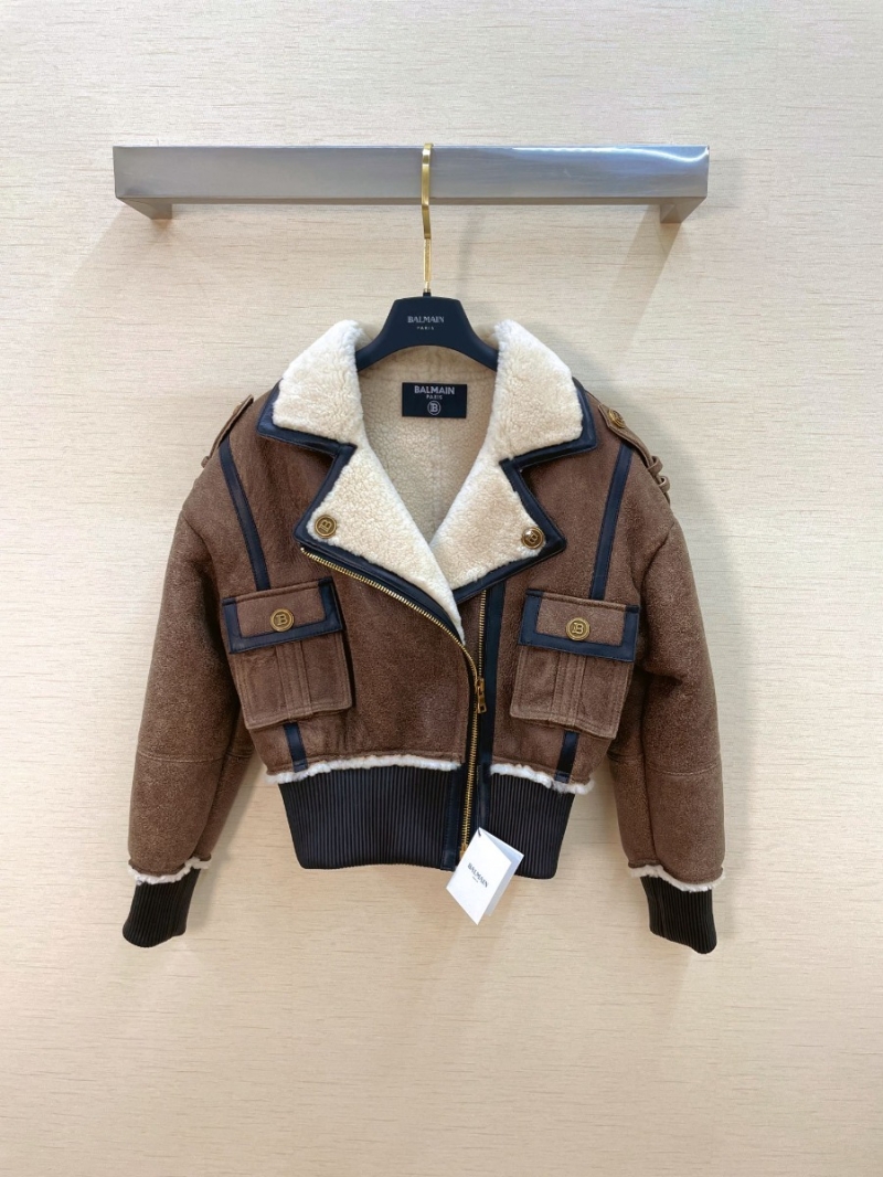 Balmain Limited Edition Imported Leather and Fur Short Jacket