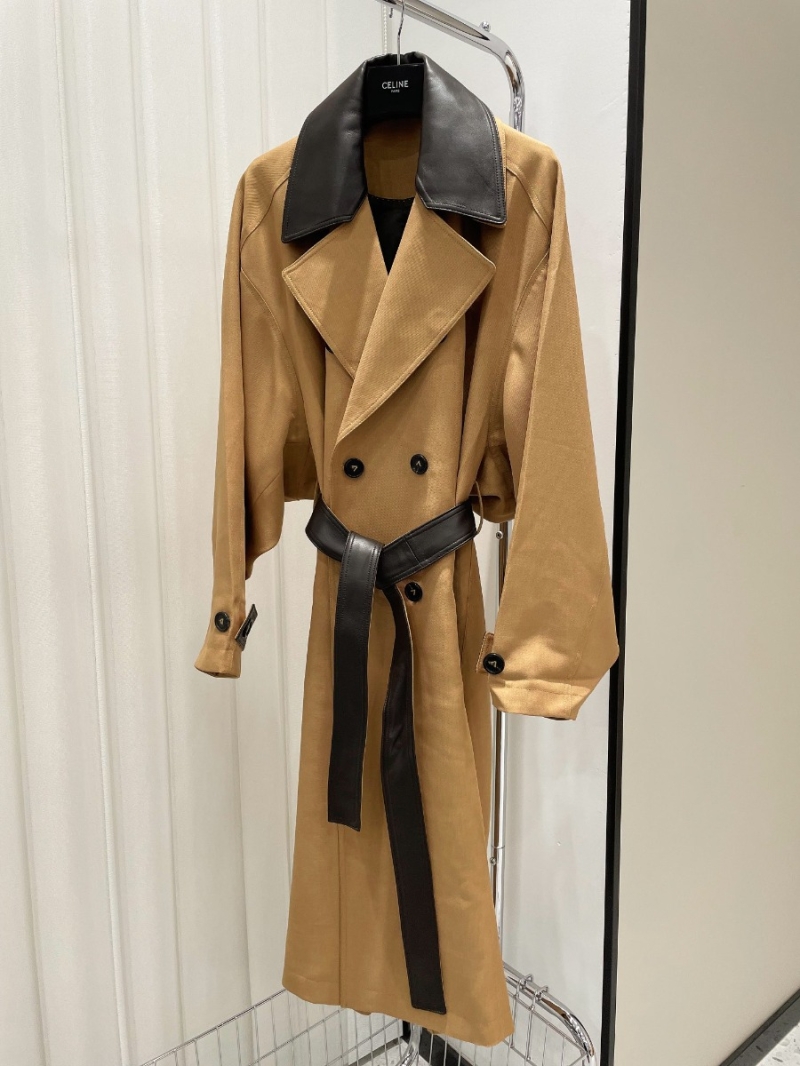 Contrast Collar Trench Coat by Bottega Veneta. Khaki