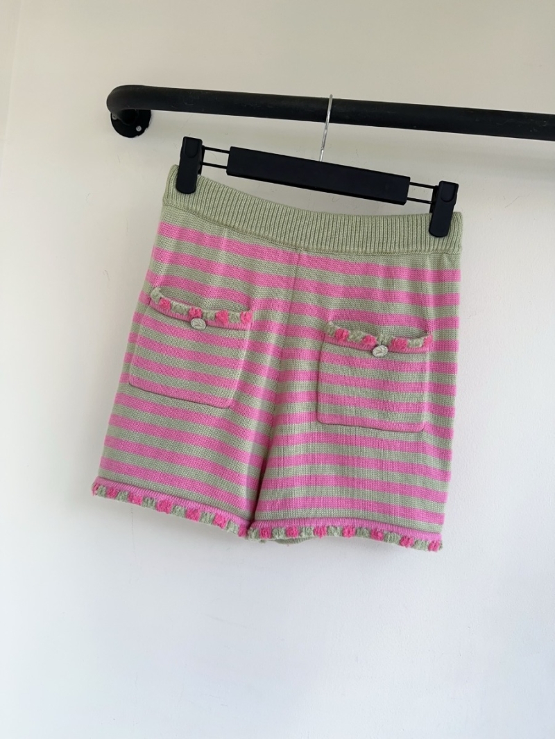 Chanel 25 Spring/Summer Chic Striped Shorts Pink and Green