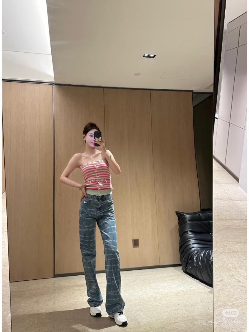 Chanel 25 Spring/Summer Elegant Striped Tube Top Pink and Green