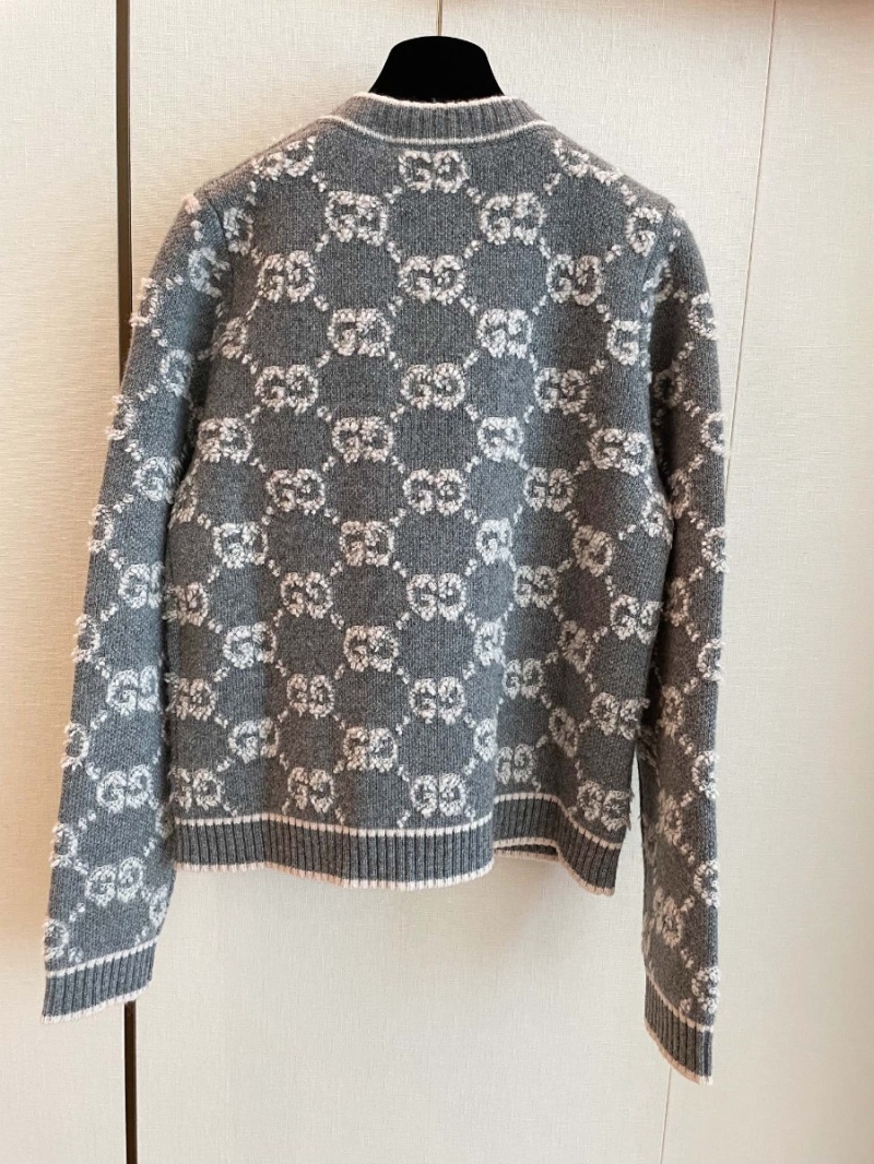 Gucci GG Jacquard Wool Cardigan in Black and White