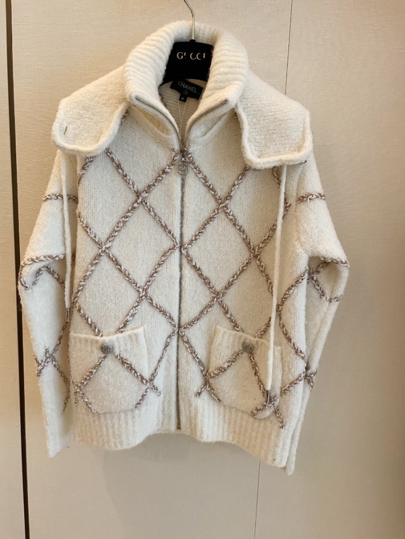 Chanel-Inspired COCO NEIGE Hooded Jacket. Warm Beige