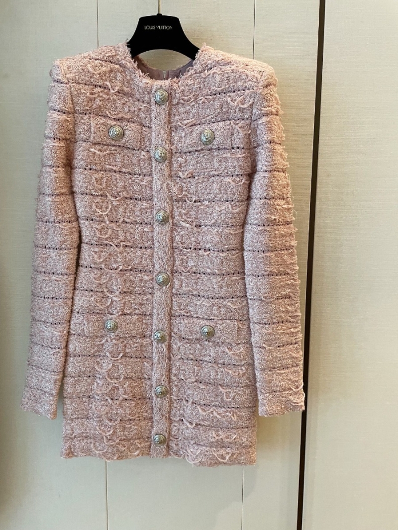 Balmain New Round Neck Dress Coat