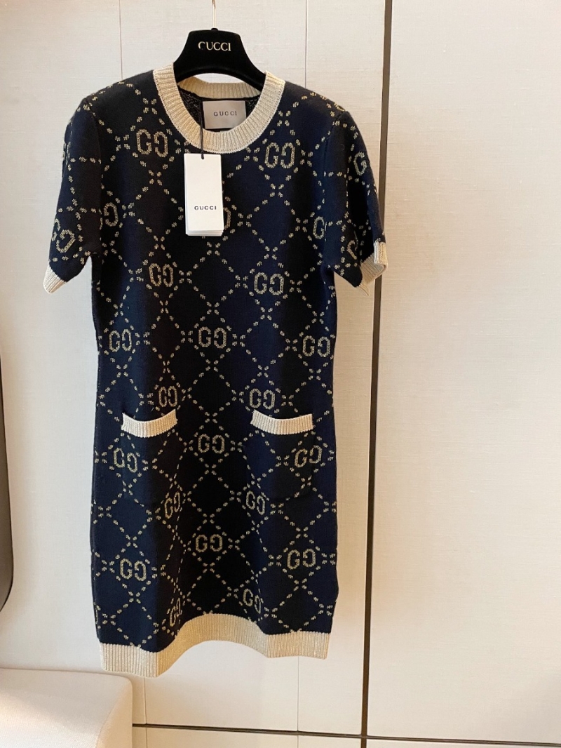 Gucci Early Spring Custom Wool Dress in Classic Double G Logo