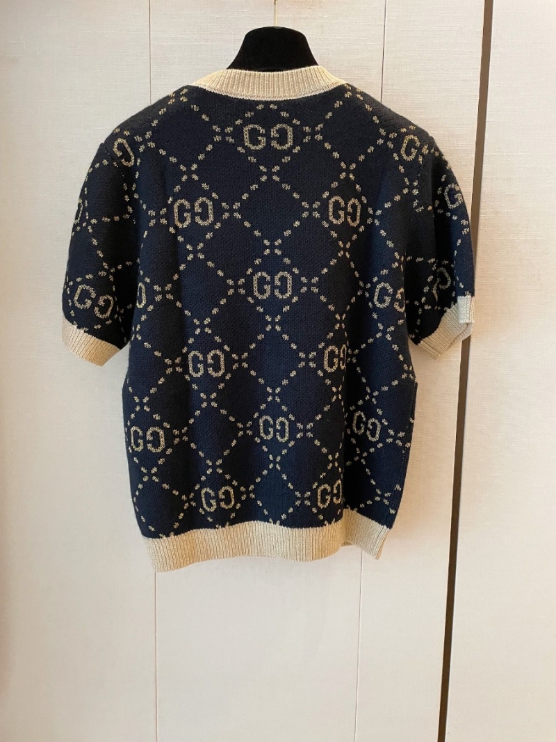 Gucci GG Pattern Wool and Cashmere Short Sleeve Sweater