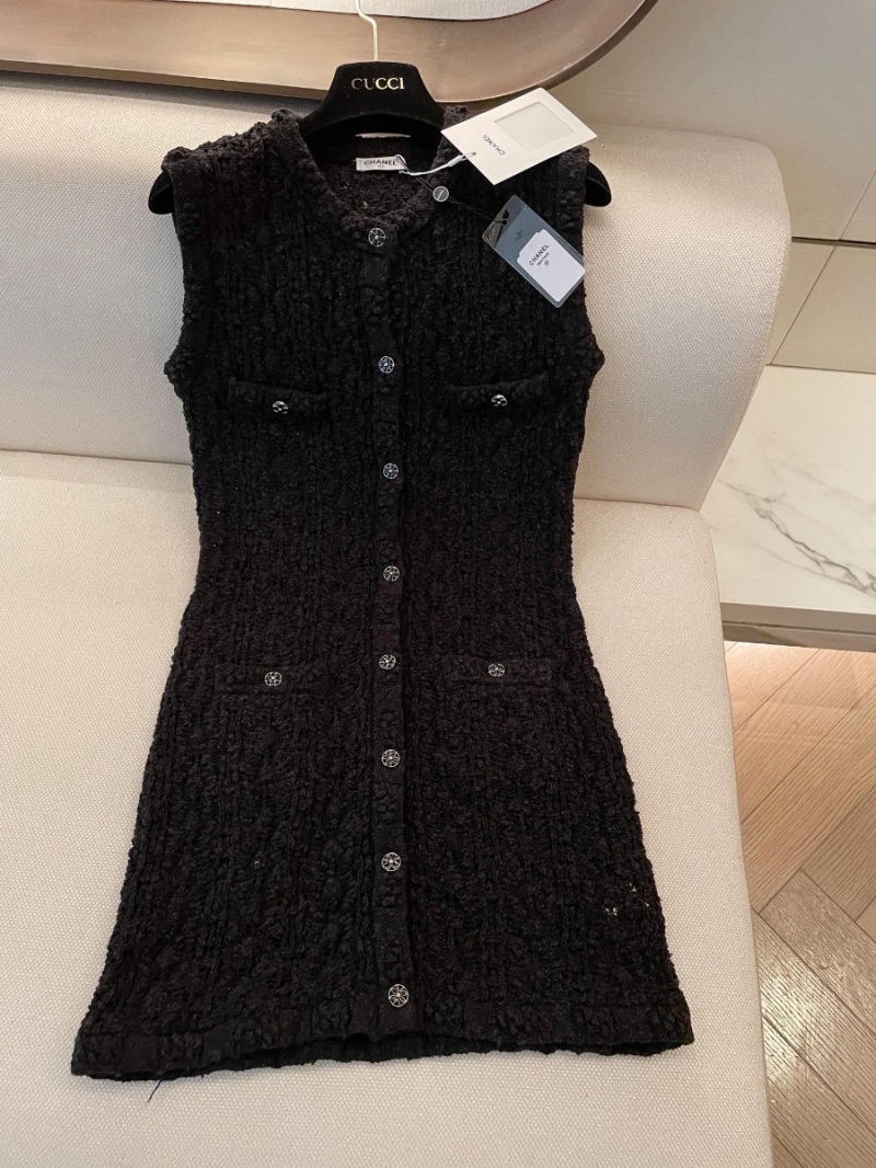 Chanel CC 24 New Crochet Sleeveless Dress in Black