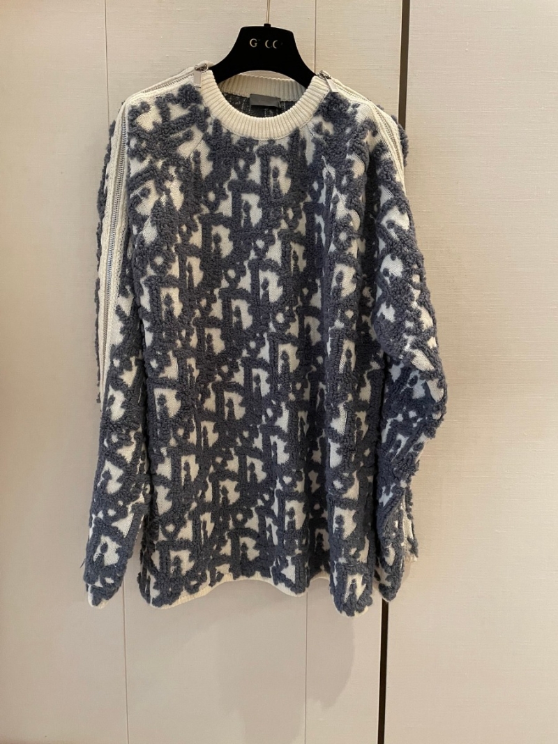 Dior Oblique Collection Modern Knitted Sweater in Dark Blue