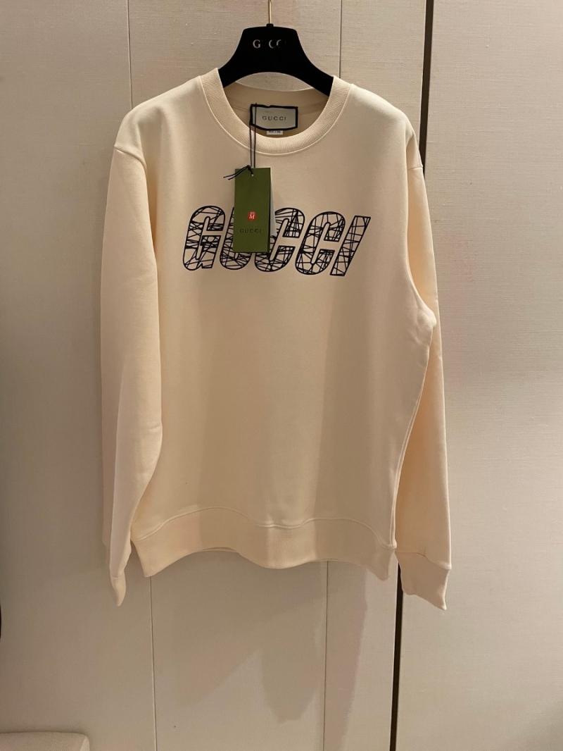 Gucci Early Fall Letter Print Cotton Hoodie Beige