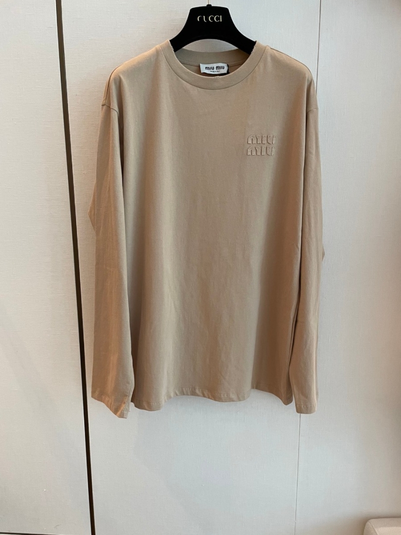 Miu Miu Early Collection Almond Beige Long-Sleeve Top.
