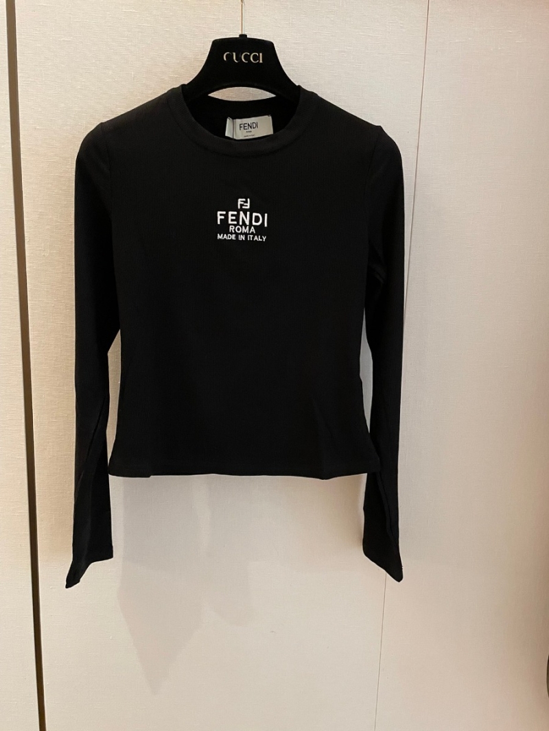 Fendi New Embroidered Base Layer Top. Black