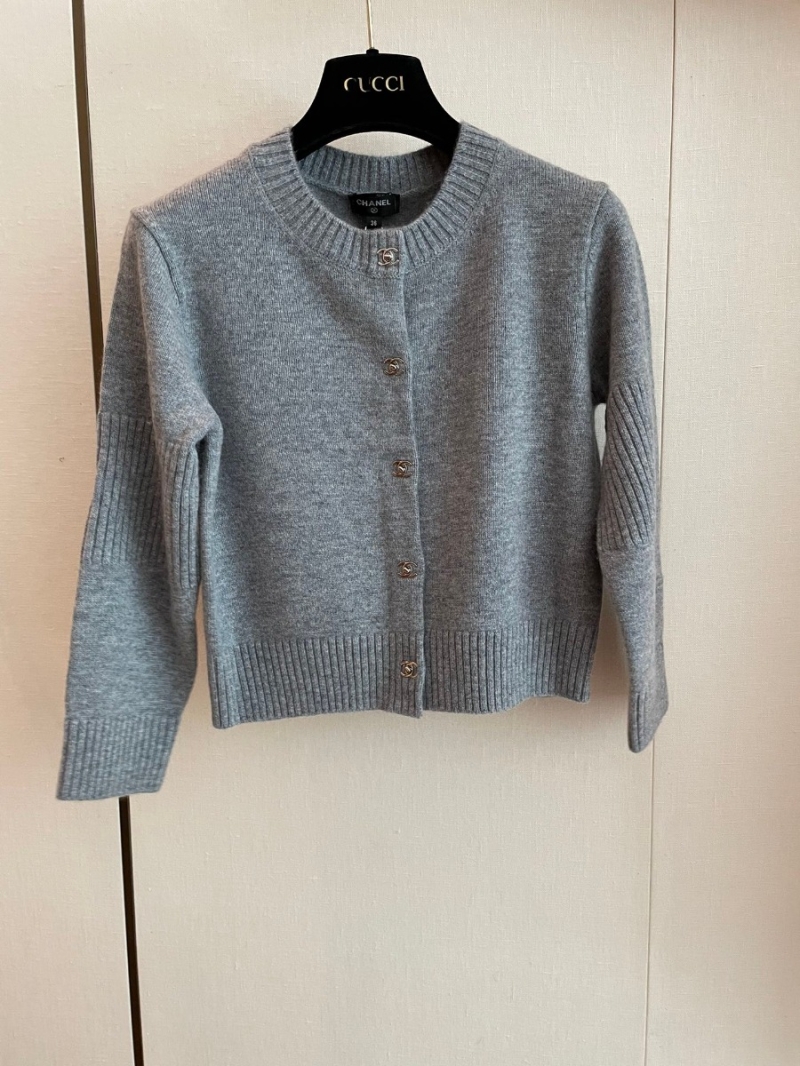 Chanel 24B Collection Cashmere Button-Up Cardigan – Grey