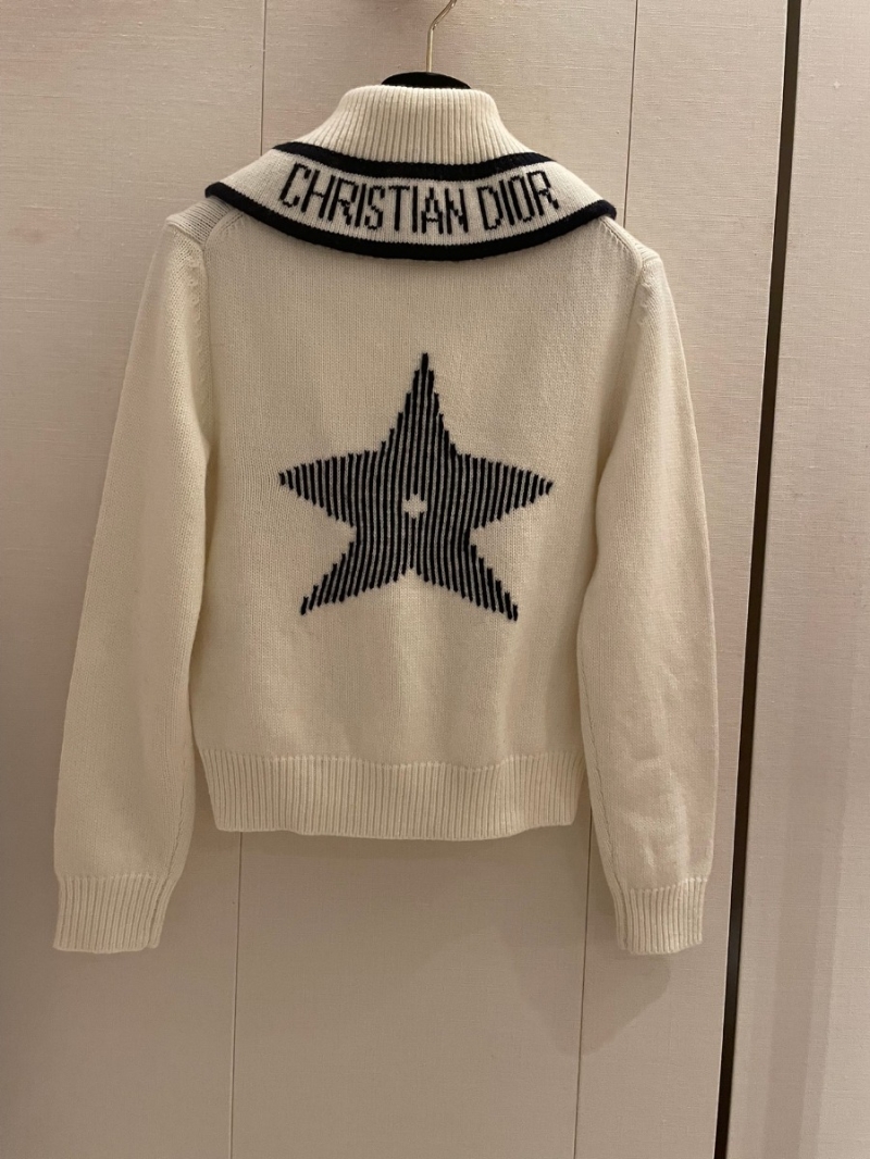 Dior New Collection Elegant Wool Pullover with Star Detail. Classic Off-White