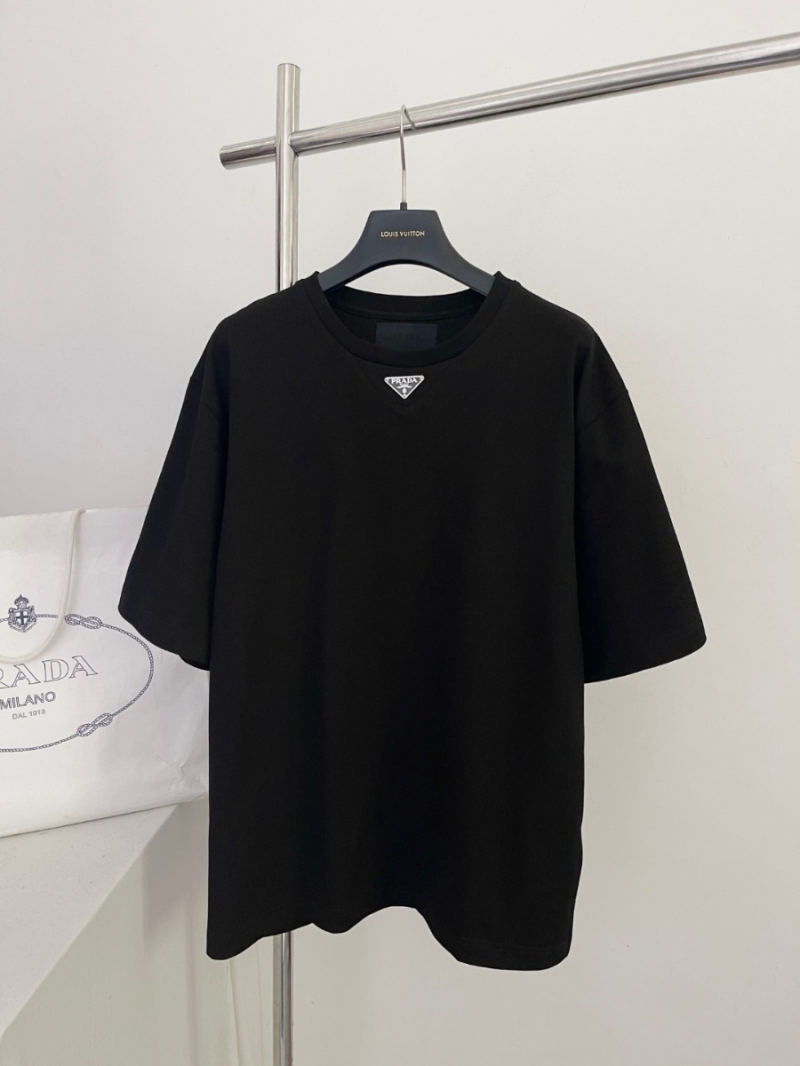 Prada Triangle Logo Short-Sleeve T-Shirt Black- Luxe Casual