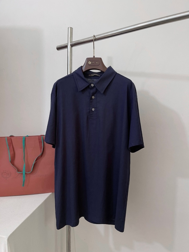 Loro Piana Men's Exclusive Linen Solid Short-Sleeve Polo navy
