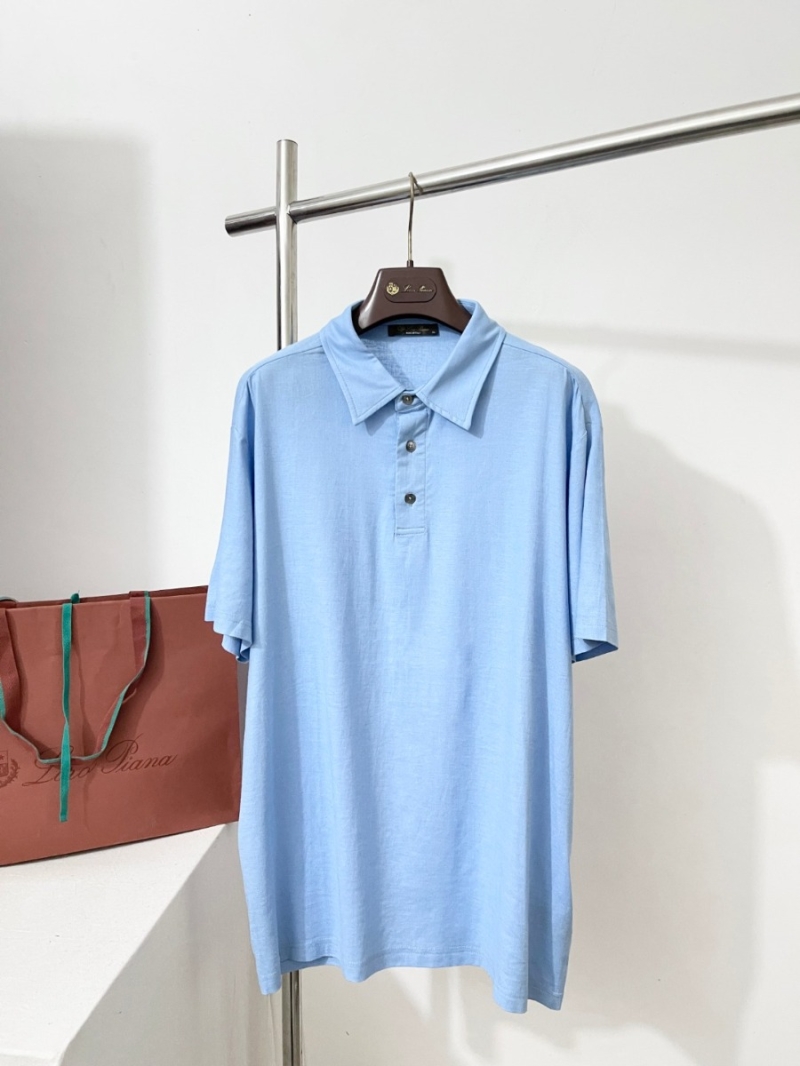 Loro Piana Men's Exclusive Linen Solid Short-Sleeve Polo Light blue