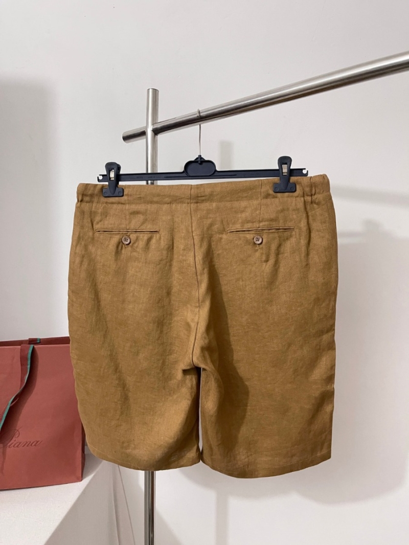 Loro Piana Men's Imported Linen Drawstring Casual Shorts Tan