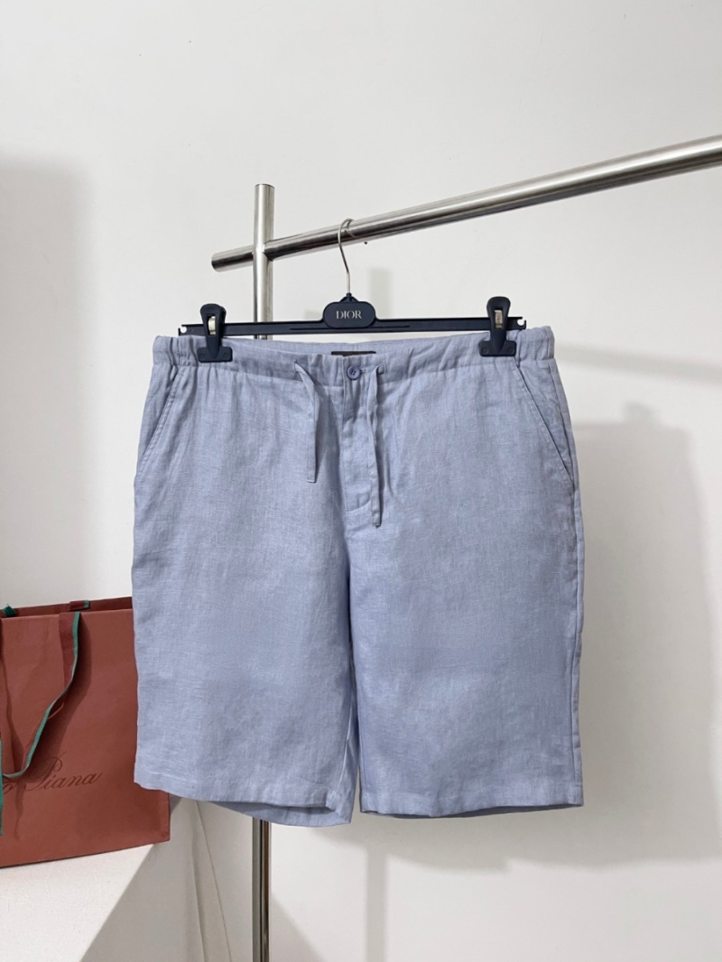 Loro Piana Men's Imported Linen Drawstring Casual Shorts Light blue