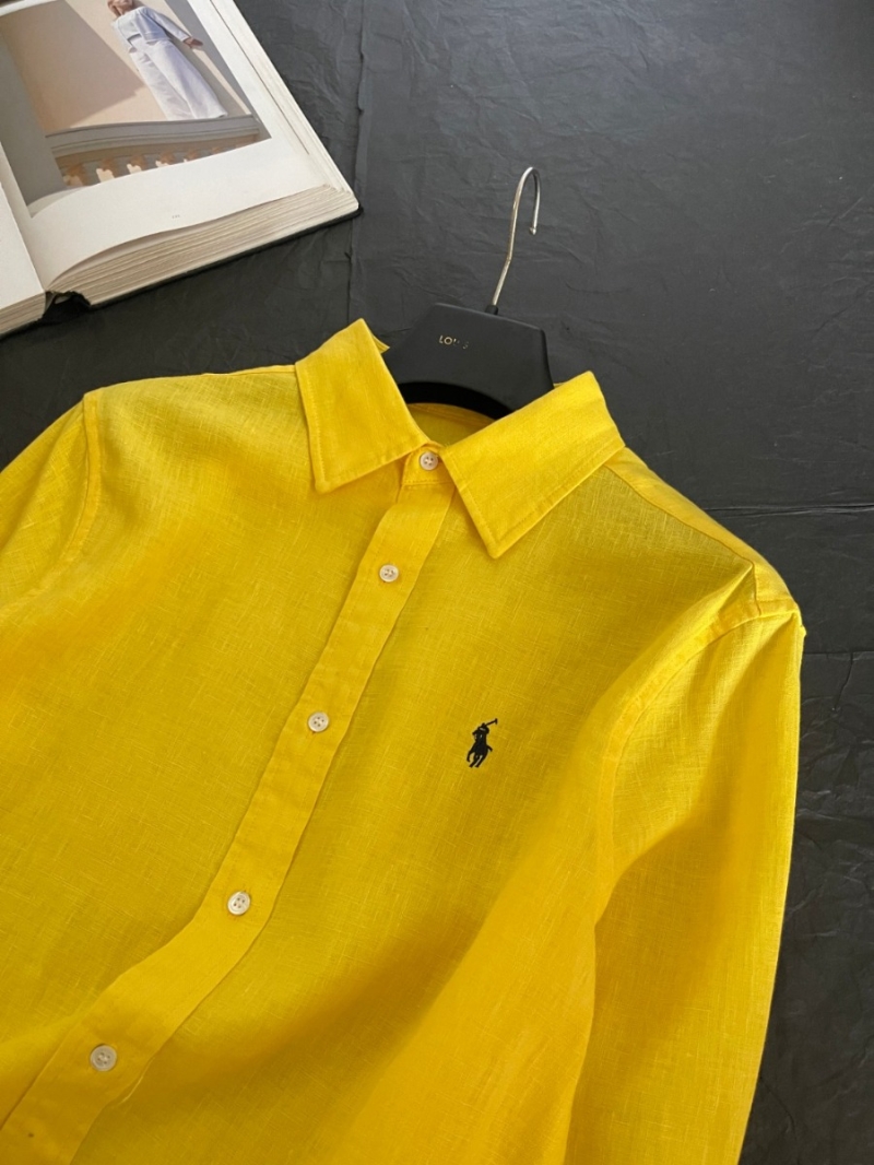 Ralph Lauren Signature Embroidered Yellow Linen Shirt