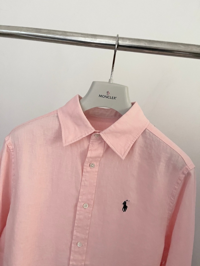 Ralph Lauren Signature Embroidered Pink Linen Shirt