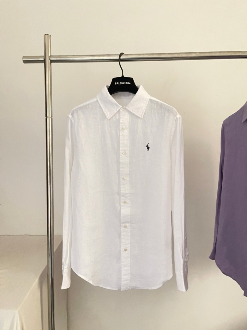 Ralph Lauren Signature Embroidered White Linen Shirt