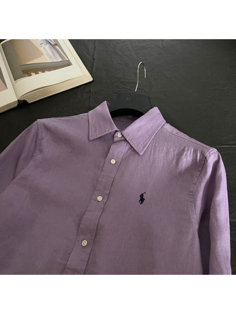 Ralph Lauren Signature Embroidered Lilac Linen Shirt