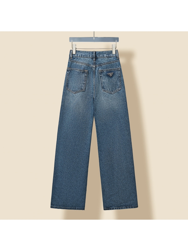 Prada Triangle Logo Collection Soft Straight-leg Jeans Blue
