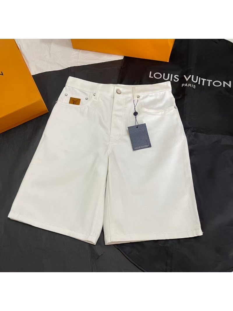 Louis Vuitton LV 2025 White Denim Mid-Length Shorts - Sleek & Versatile