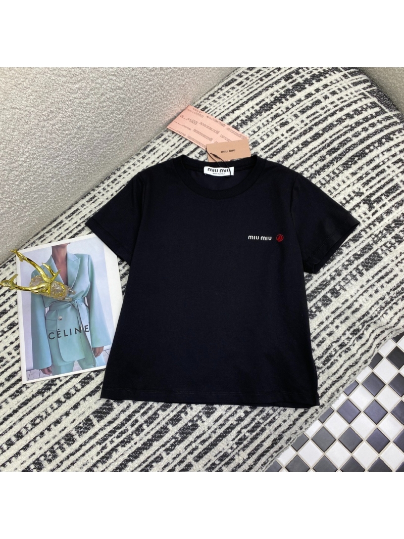 Miu Miu 2025 New Early Spring Collection Cotton Crewneck T-Shirt